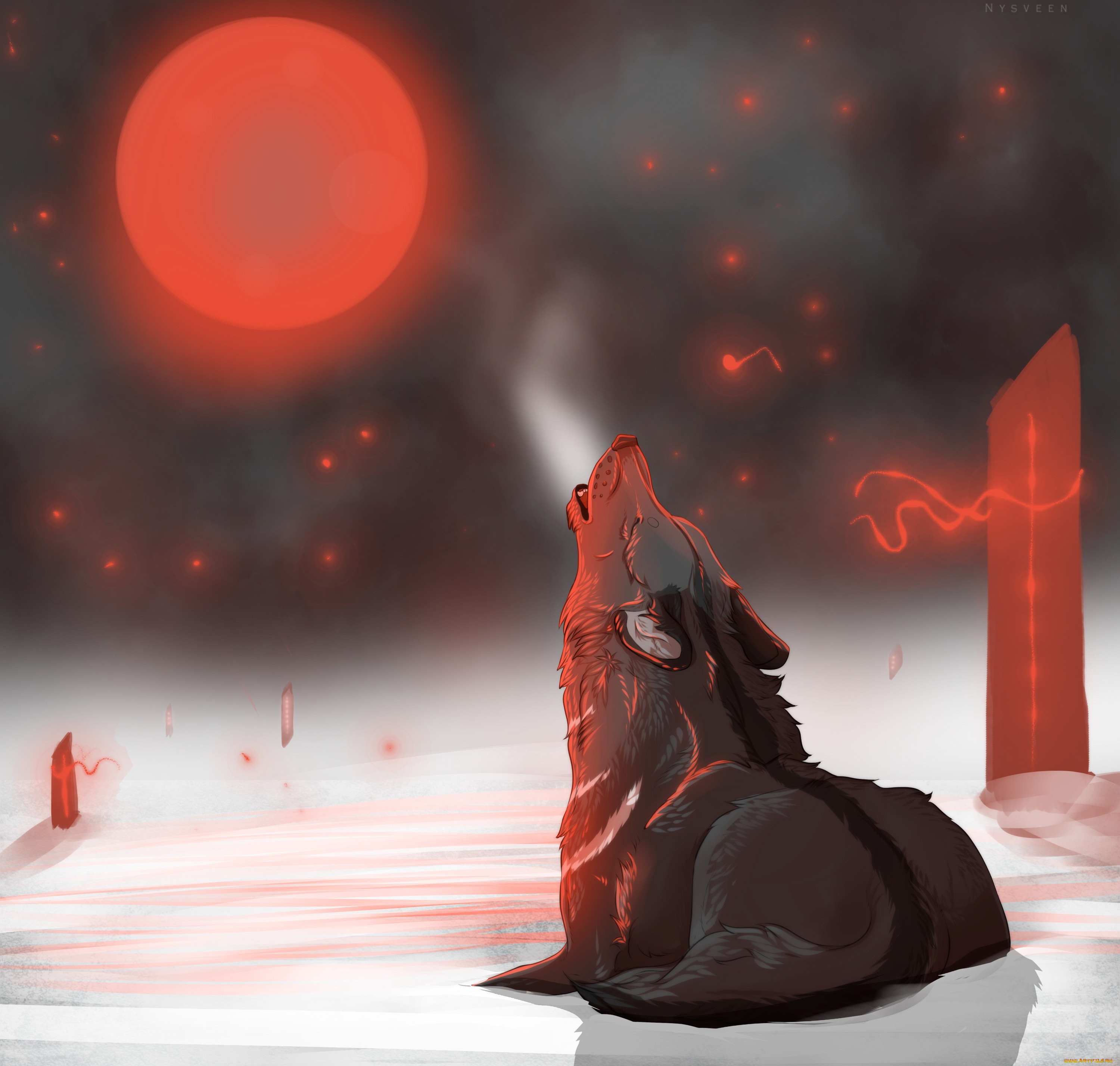 Волк и красная Луна